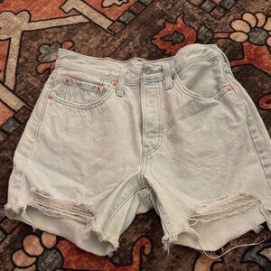 Levi's Light Blue Ripped Jean Shorts